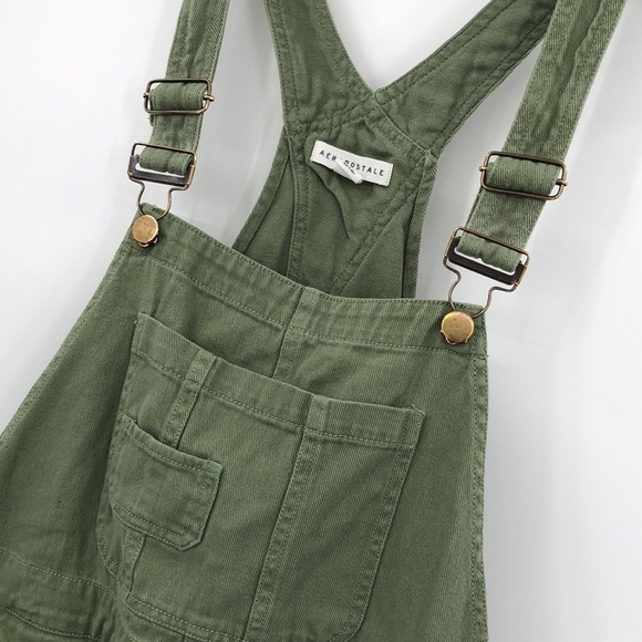 Aeropostale Solid Twill Skirtall Size L Bob Overall Carpenter Style Skirt Jumper - Picture 6 of 16